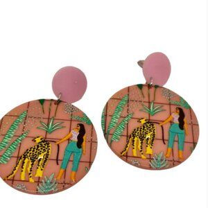 ⭐️✨✨ FREE Leopard Cheetah Peasant Art Hipster Hippie Hip Cat Woman Boho Earrings